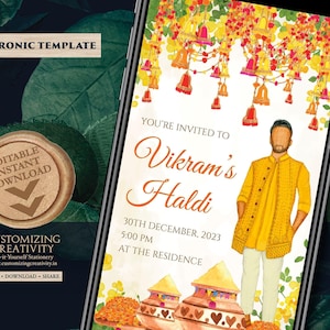 Groom Haldi invitations & Boy Pithi Invites, Boy Haldi invite card as Groom Pithi invitations, Groom Haldi invitation as Groom Haldi cards