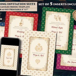 Indische Hochzeit Digitale Einladung als Indische HochzeitSeinladungskarte Hindu, Indische Einladungsvorlage & Indische Einladungen Hindu Hochzeitskarte Indianer