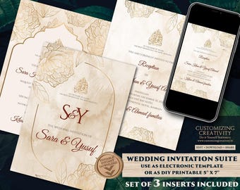 Islamic Nikkah Wedding Invitation: Elegant Floral Design (Digital Download)