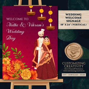 Indian Wedding decor Hindu Welcome signs, Indian Wedding Welcome sign & Indian Welcome signs, Indian Wedding signs as Hindu Wedding signs