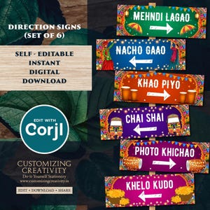 Mehndi Decor Direction Signs: Indian Wedding Decorations (Digital Download)