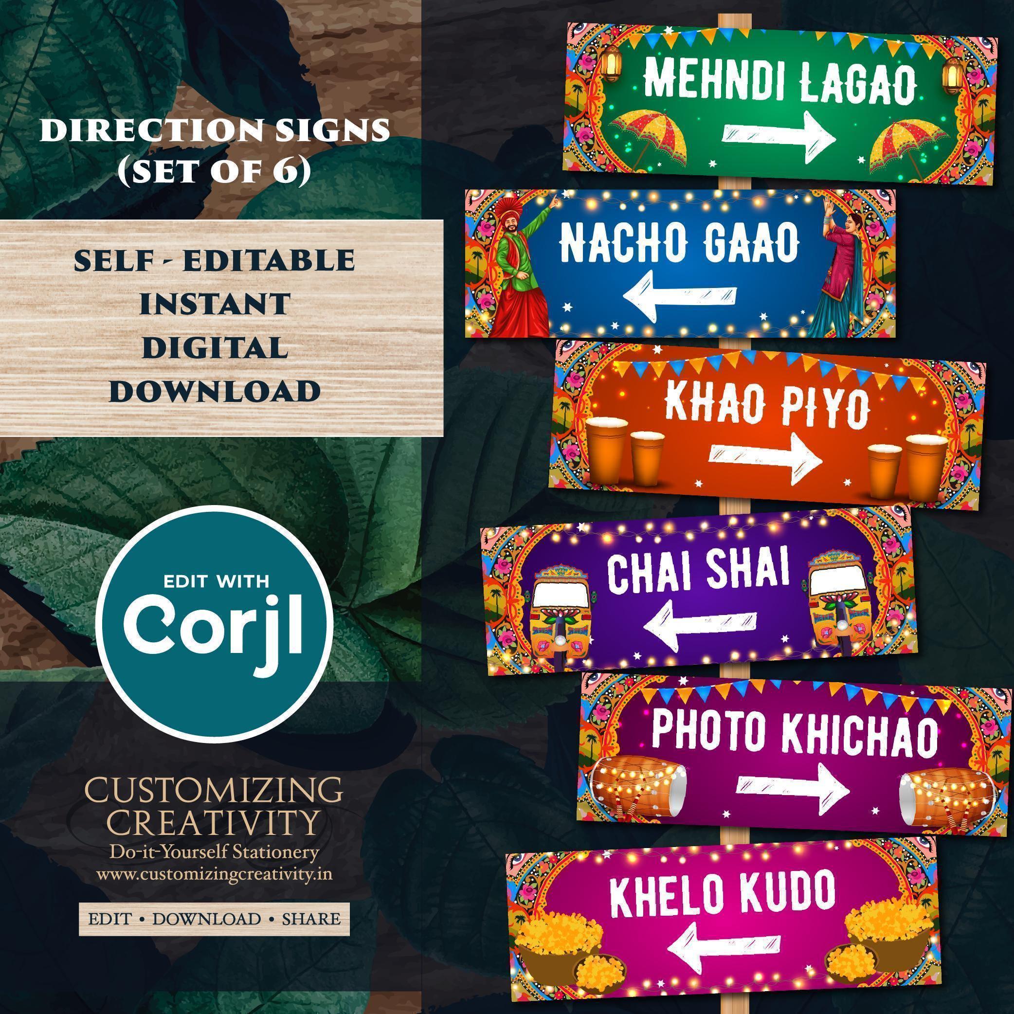 Mehndi Decor Direction Signs