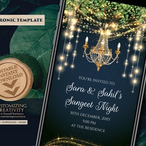 Indian Sangeet invite comme invitation Digital Sangeet, invitation à la fête Digital Sangeet et carte de mariage Sangeet, invitation de mariage numérique indien