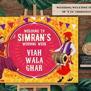 Punjabi Wedding Welcome Sign: Sikh Wedding Decor (Digital Download)