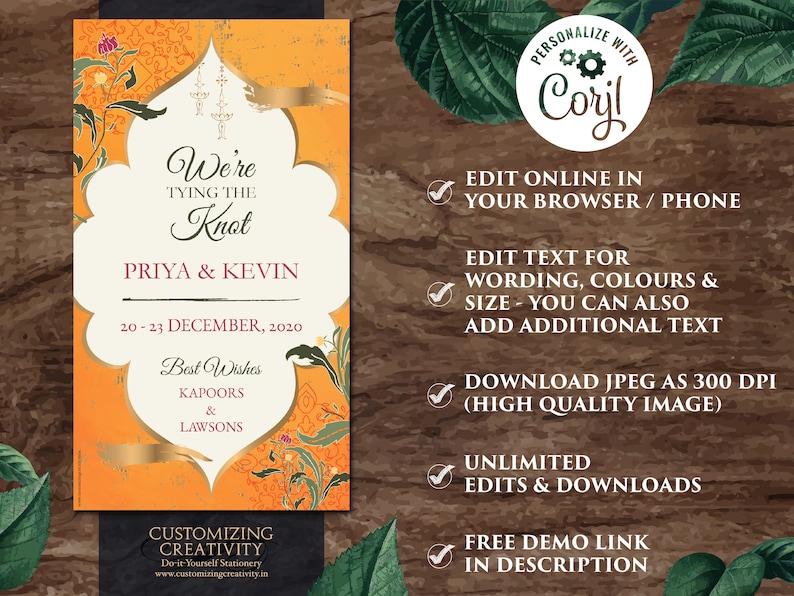 Moroccan Save the Date Arabic /& Muslim Save the Date Nikkah invite Royal Save the date Digital as Orange Save the Date Indian Traditional