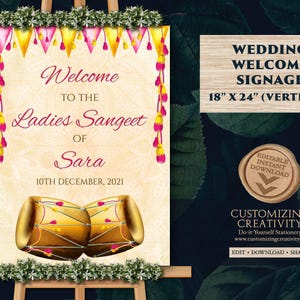 Dholki Welcome Sign: Mehndi & Desi Wedding Decor (Digital Download)