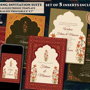 Floral Muslim Wedding Invitation: Nikkah Cards, Pakistani Design (Digital Download)