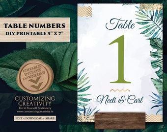Beach Table Number as Tropical Table cards Wedding, Hindu Table number Wedding & Beach Wedding table decor sign, Indian Wedding Table Number