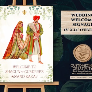 Anand Karaj Welcome Sign: Sikh Wedding Decor (Digital Download)