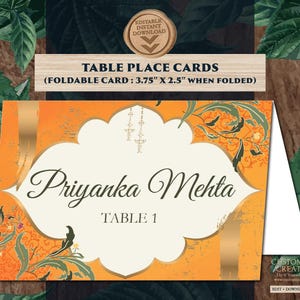 Moroccan Place Cards Arabic as Muslim Wedding table cards Nikkah, Moroccan escort cards Orange Name tags, Indian Menu Food Labels Wedding