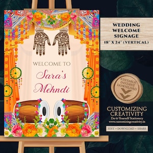 Mendhi sign Mehndi welcome signs as Mehendi decor, Mehndi posters & Mehendi Welcome Sign, Mehndi sign board as Mehendi sign, Mendhi welcome