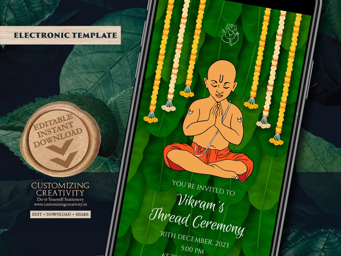 Buy Upanayanam Invites & Thread Ceremony Invitations Thread Online in ...