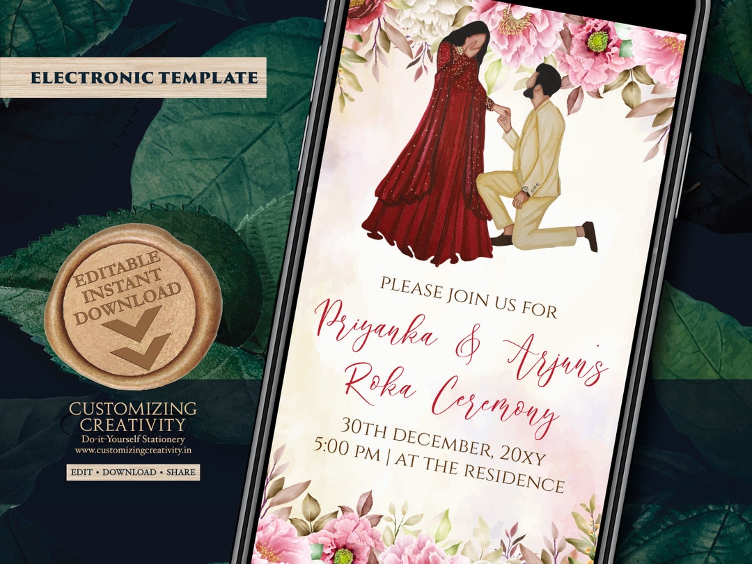 Indian Engagement Invitation Digital Ring Ceremony Invite Etsy Singapore