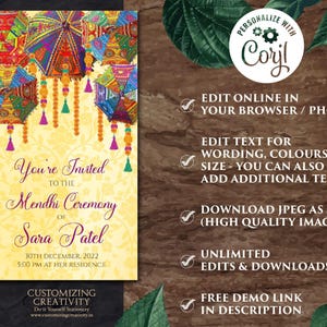 Digital Mehndi Invitation: Henna Party Electronic Template image 4