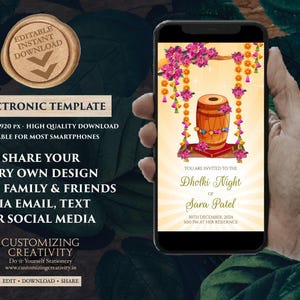 Dholki Night Invitation: Pakistani Wedding, Mehndi Cards (Digital Download) image 5