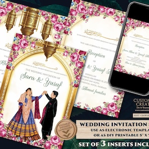Shaadi Invitations Digital Muslim wedding invite, Islamic wedding Invitation & Nikkah invitation, Muslim Shadi card as digital Nikkah invite