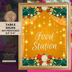Indian Food stall sign Desi Food station sign & Food signs for Indian Wedding decor, Indian wedding food signs as Indian favour sign Mehndi