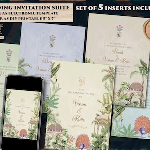 Indiase huwelijksuitnodiging Digitale Hindoe-trouwkaart, Indiase trouwkaart als Indiase bruiloftsuitnodiging, Hindoe-uitnodiging als Hindoe-huwelijksuitnodiging