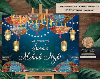 Mehndi Decor Signs as Mehndi Signs, Mendhi Umbrella decor as Mehendi decor, Mendhi poster, Mehndi Welcome signs & Mendhi decor sign Umbrella