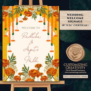 Letrero de bienvenida Haldi: Decoración para bodas indias (Descarga digital)