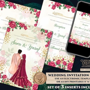 Digital Islamic Walima card Muslim Invitations, Nikkah invite Arabic Invitation & Digital Nikkah cards, Muslim wedding cards as Shaadi cards
