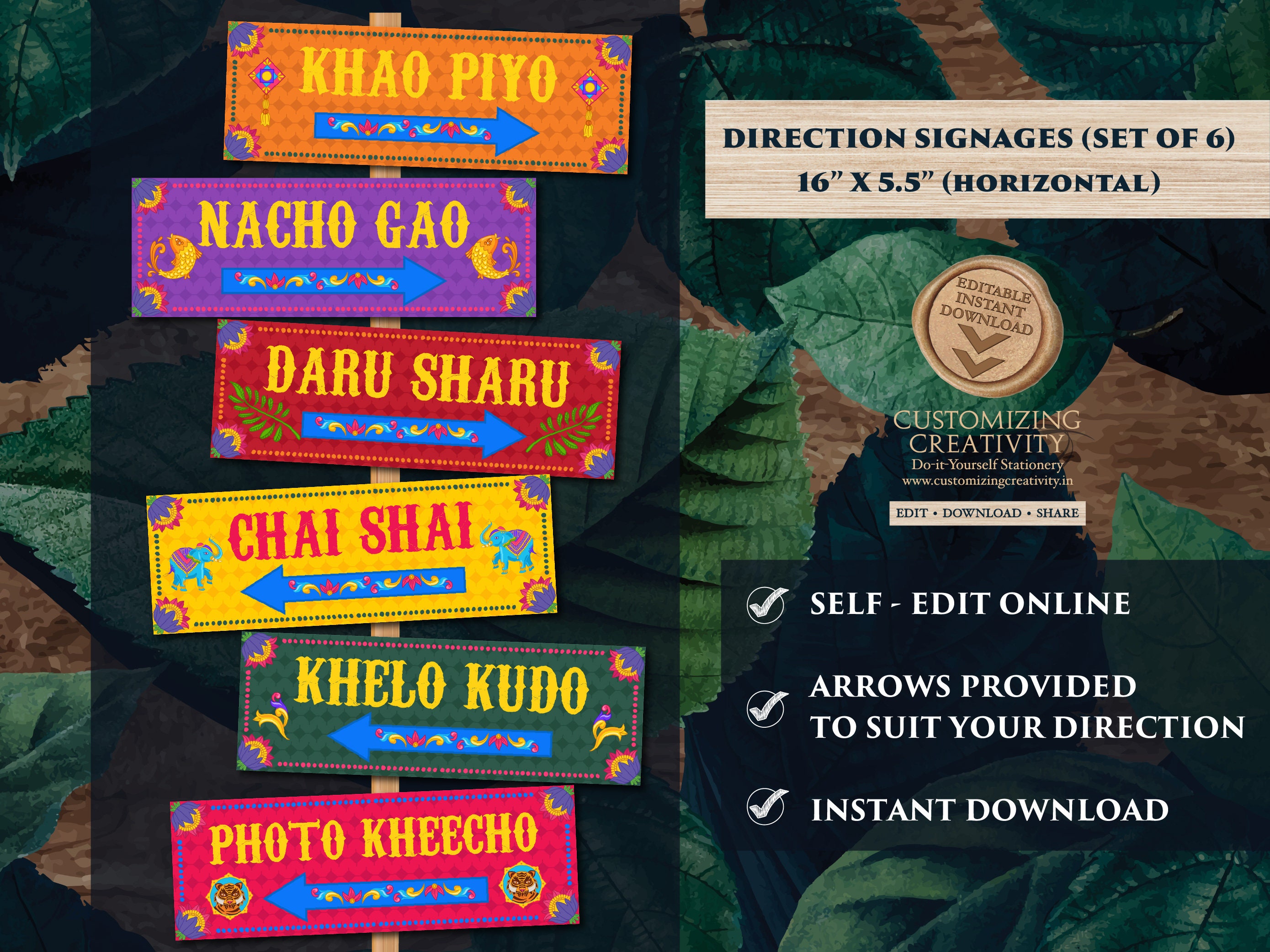 Quirky Mehndi Signs as Directional Welcome Signs, Fun Signages Direct…