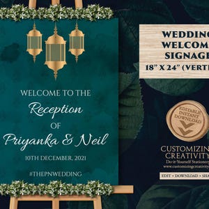 Reception Welcome sign as Muslim Wedding sign, Muslim Welcome Sign as Moroccan signages, Arabic Welcome sign & Wedding Reception sign Muslim
