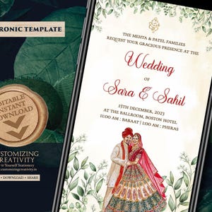 Floral Indian Wedding Invitation: Digital Hindu Invite (Digital Download)