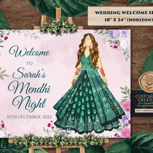 Indian Bride Mehndi Welcome Sign: Wedding Decor (Digital Download)
