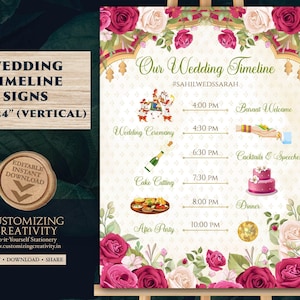 Hindu Wedding timeline poster Indian Wedding program, Indian Wedding program & Hindu wedding timeline, Indian Wedding itinerary timeline
