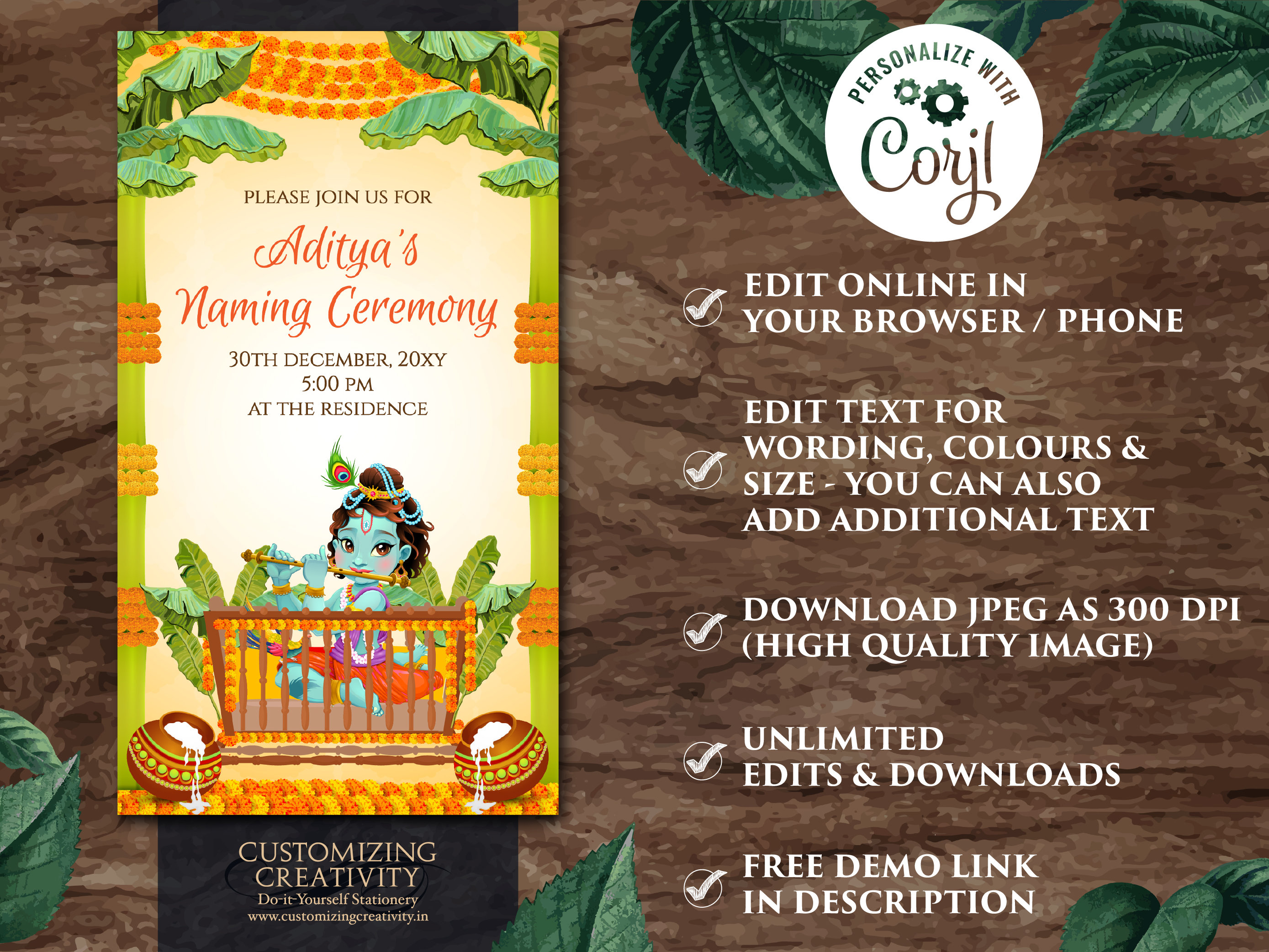 Personalised Naming Ceremony Invitations