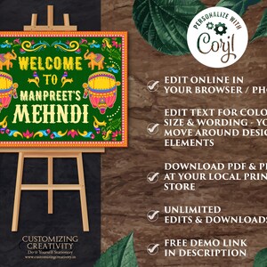 Mehndi Welcome Signs as Mehndi Signs, Jaggo Welcome signs & Mendhi signs, Punjabi Wedding Maiyan Signs as Mehendi decor sign Rickshaw Desi image 4