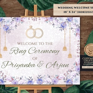 Floral Ring Ceremony Welcome Sign: Indian Engagement Decor (Digital Download)