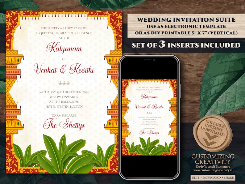Tamil Wedding Cards as Tamil Wedding Invitation South Indian Etsy UK