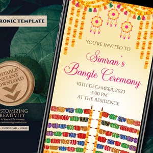 Invitaciones de Choora Invitación de ceremonia de brazalete, invitación de Chura e invitación de boda Choora, invitación de ceremonia de Chura Invitaciones de brazalete como invitación sij
