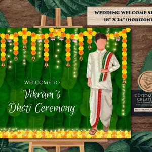 Dhoti ceremony sign & Dhoti function welcome sign, Pancha Kattu sign as Panchalu welcome sign, Dhoti ceremony welcome sign as Panchalu signs