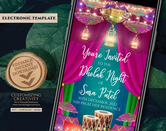 Dholki invitations as Dholki invites, Dholak invitation & Dholak Invite Digital as Dholak night invitations, Pakistani Dholki invite Digital