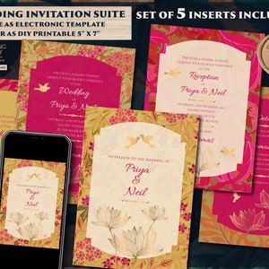Carte de mariage hindoue et invitations hindoues numériques, Cartes de mariage indiennes indiennes, Invitations de mariage indiennes et Cartes de mariage indiennes