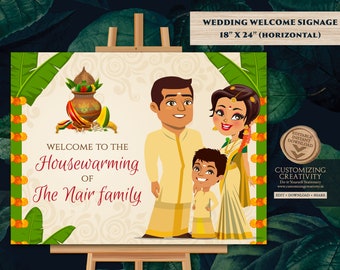 Indian Housewarming Welcome poster Gruha Pravesam sign & Griha Pravesh sign, Housewarming sign as Housewarming board as Housewarming banner