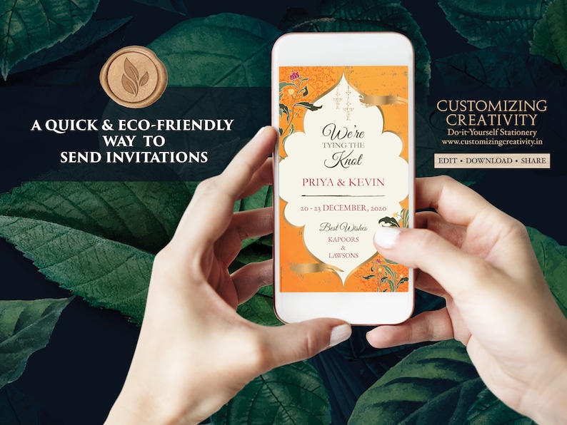 Moroccan Save the Date Arabic /& Muslim Save the Date Nikkah invite Royal Save the date Digital as Orange Save the Date Indian Traditional