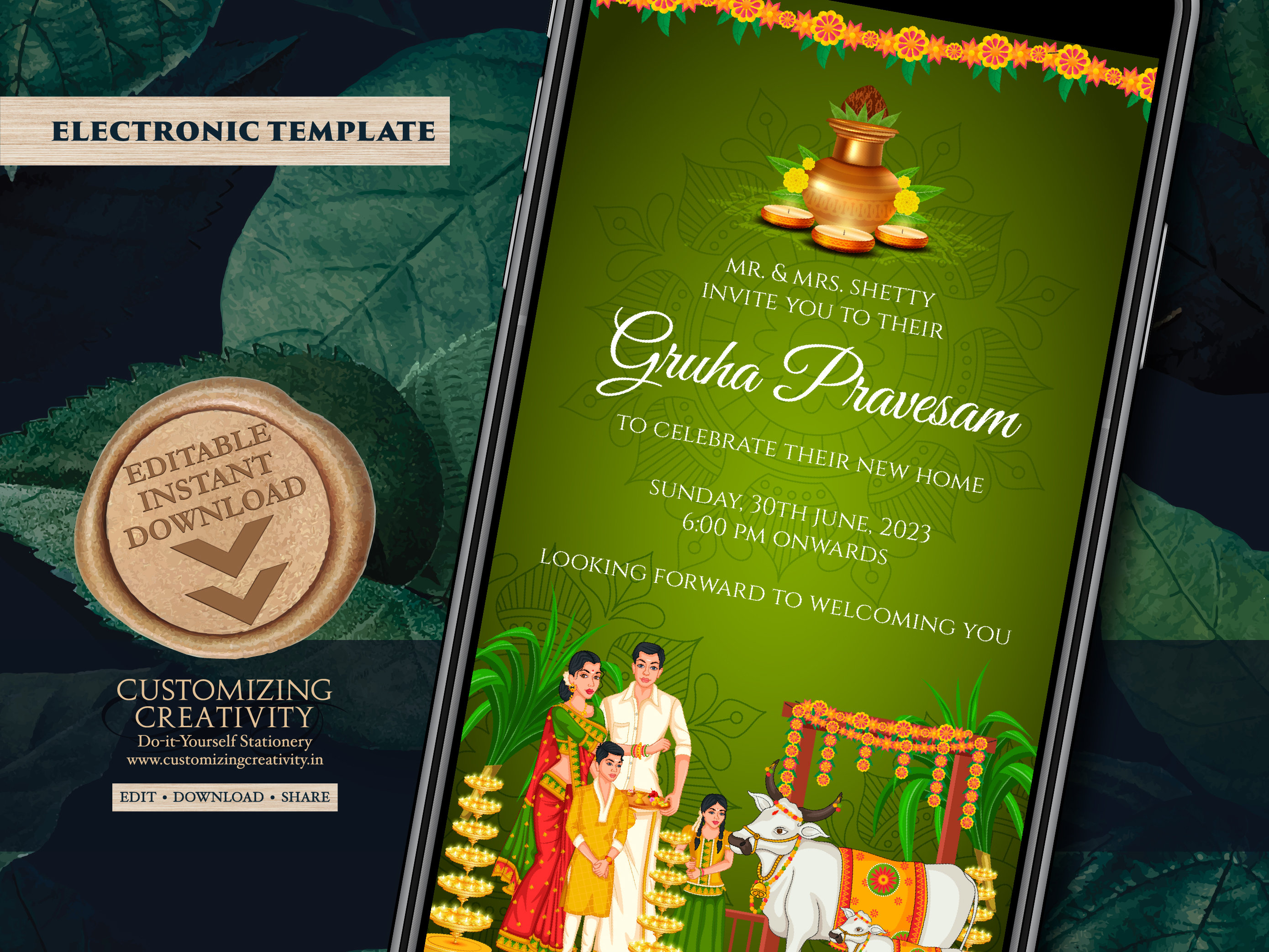 Indian Housewarming Invite Housewarming Invitation Griha