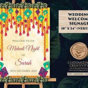 Mehndi Welcome Sign: Indian Wedding Decor (Digital Download)