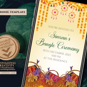 Invitación de Chura e invitación de Choora de boda, invitación a la ceremonia de Chura. El brazalete invita como invitación sikh, Choora invita a la ceremonia del brazalete.