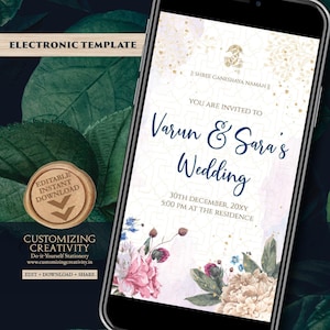 Indian Wedding invitation Hindu Wedding invite, Digital Hindu wedding cards Hindu invitation as Indian Wedding card & Indian wedding invite