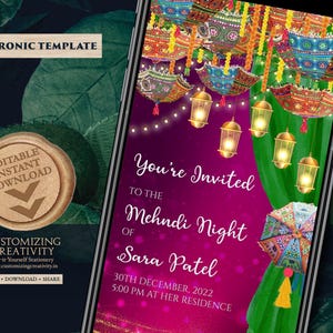 Digital Mehndi Invitation: Dholki & Henna Party Template (Digital Download)