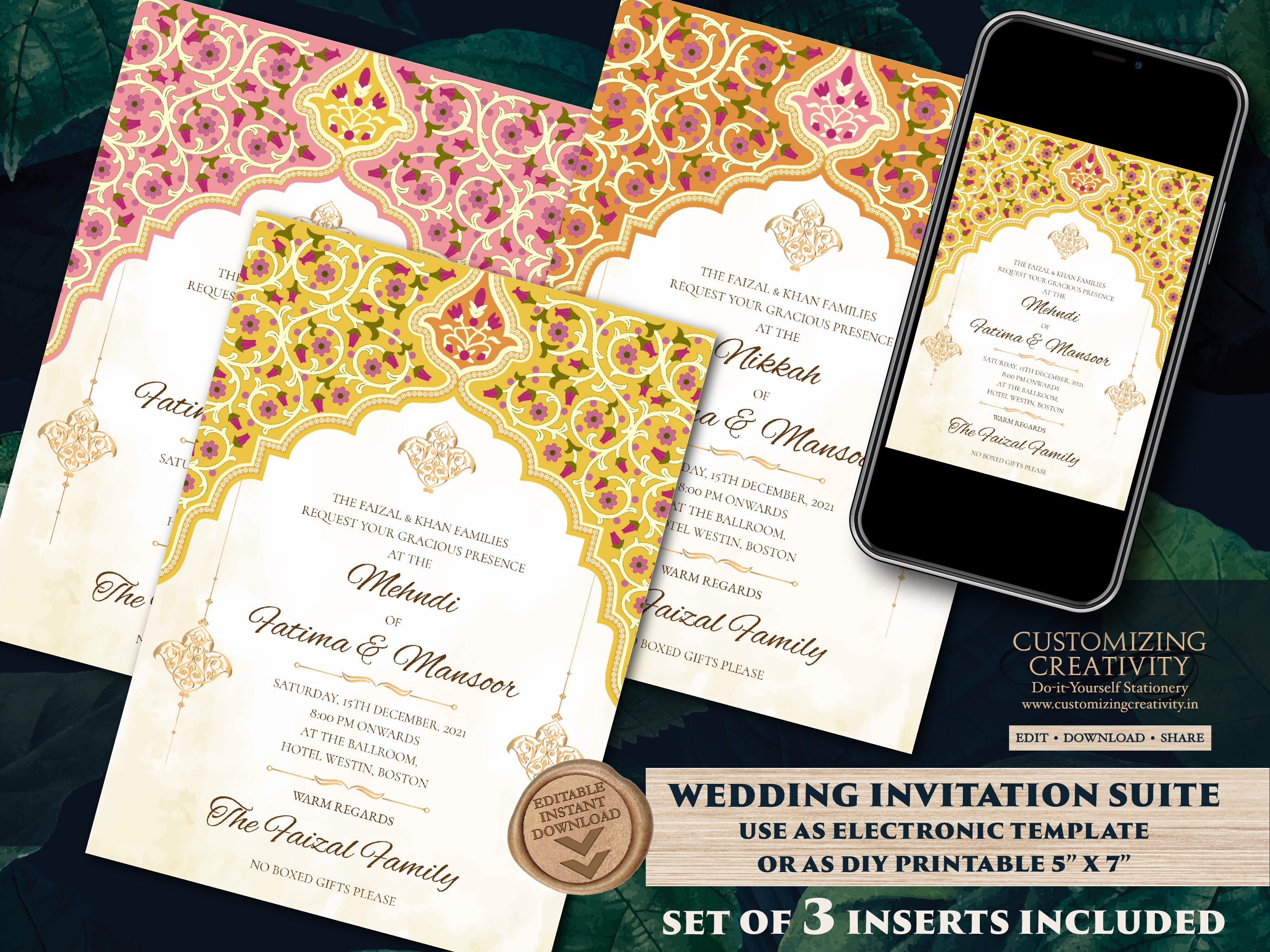 Royal Wedding Card as Muslim Wedding Invitation Arabic - Etsy