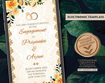 Indian Ring Ceremony Invites Digital as Engagement invitations Electronic, Digital Ring Ceremony cards & WhatsApp Engagement invite template