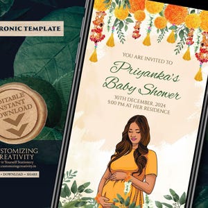 Indian Baby Shower invite & Godh Bharai invite, Sreemantham invite as Seemantham invitation, Seemantham invite Indian Godh bharai invitation