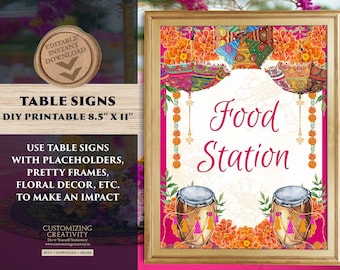 Indian Food Station Sign: Mehndi Wedding Decor (Digital Download)
