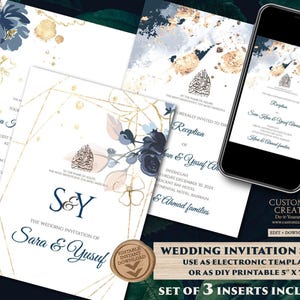 Digital Nikkah Wedding Invitation: Islamic Design (3 Inserts)